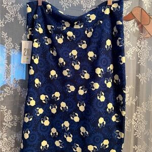 LuLaRoe Blue and Cream Knee-Length Pencil Skirt